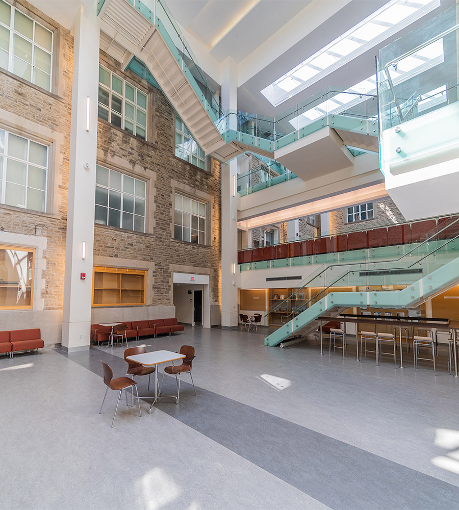 Study and Lounge space in the lower atrium of Physics and Astronomy Building